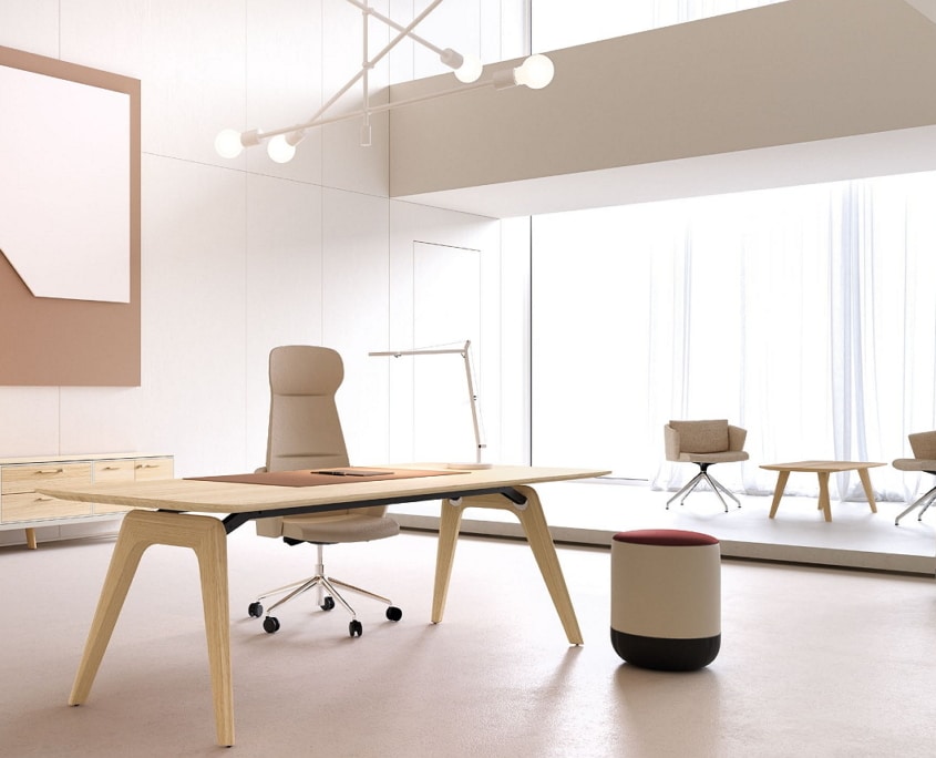 RAIL model Executive Desk made of bleached oak